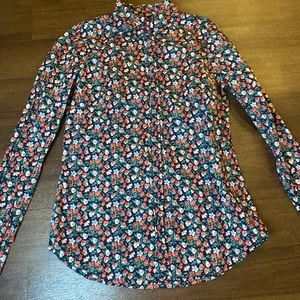J Crew x Liberty of London Red/Black Flower Button Down
